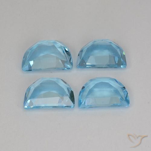 Gemme di Topazio Celeste naturale da 3.80 ct, Taglio a fantasia, VS