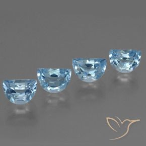 Gemme di Topazio Celeste naturale da 4.46 ct, Taglio a fantasia, VS