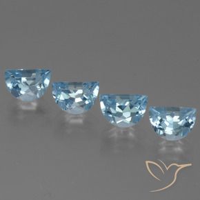 Gemme di Topazio Celeste naturale da 3.92 ct, Taglio a fantasia, VVS-VS