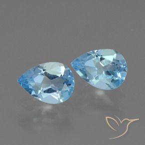 Gemme di Topazio Celeste naturale da 1.72 ct, Forma a pera, VVS-VS