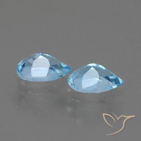 Gemme di Topazio Celeste naturale da 1.72 ct, Forma a pera, VVS-VS