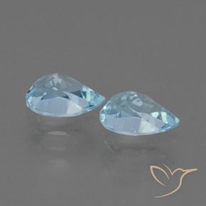 Gemme di Topazio Celeste naturale da 1.76 ct, Forma a pera, VVS-VS
