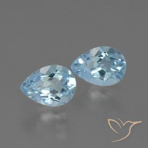 Gemme di Topazio Celeste naturale da 1.63 ct, Forma a pera, VVS-VS