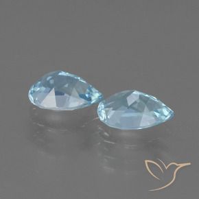 Gemme di Topazio Celeste naturale da 1.63 ct, Forma a pera, VVS-VS