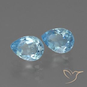 Gemme di Topazio Celeste naturale da 1.79 ct, Forma a pera, VVS-VS