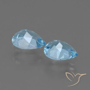 Gemme di Topazio Celeste naturale da 1.79 ct, Forma a pera, VVS-VS