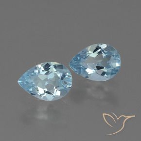 Gemme di Topazio Celeste naturale da 1.53 ct, Forma a pera, VVS-VS