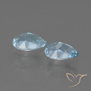 Gemme di Topazio Celeste naturale da 1.53 ct, Forma a pera, VVS-VS