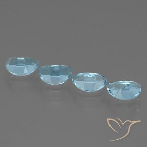 Gemme di Topazio Celeste naturale da 3.72 ct, Taglio a fantasia, VS
