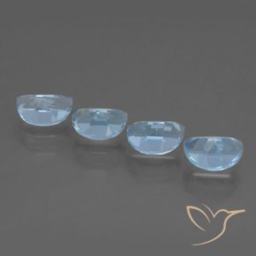 Gemme di Topazio Celeste naturale da 4.45 ct, Taglio a fantasia, VVS-VS