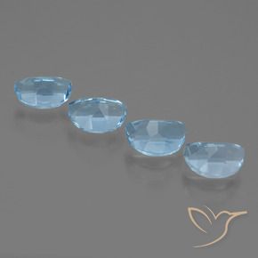 Gemme di Topazio Blu svizzero naturale da 3.79 ct, Taglio a fantasia, VVS-VS