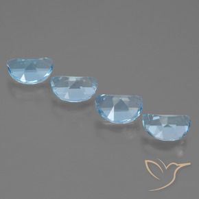 Gemme di Topazio Celeste naturale da 4.18 ct, Taglio a fantasia, VVS-VS