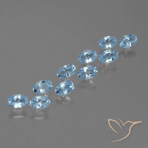 Gemme di Topazio Blu svizzero naturale da 2.95 ct, Ovale, VS