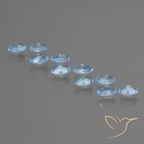 Gemme di Topazio Blu svizzero naturale da 2.95 ct, Ovale, VS