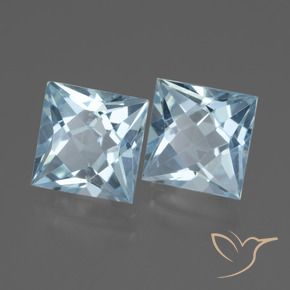Gemme di Topazio Celeste naturale da 6.48 ct, Quadrato, VVS-VS
