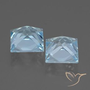 Gemme di Topazio Celeste naturale da 6.48 ct, Quadrato, VVS-VS