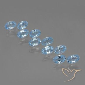 Gemme di Topazio Blu svizzero naturale da 2.95 ct, Ovale, VS