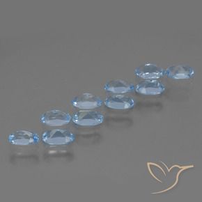 Gemme di Topazio Celeste naturale da 3.20 ct, Ovale, VS