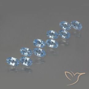 Gemme di Topazio Celeste naturale da 2.87 ct, Ovale, VS