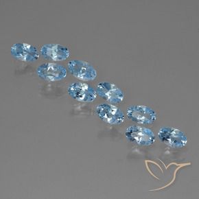 Gemme di Topazio Celeste naturale da 3.06 ct, Ovale, VS