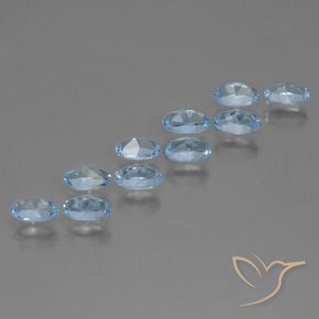 Gemme di Topazio Celeste naturale da 3.06 ct, Ovale, VS
