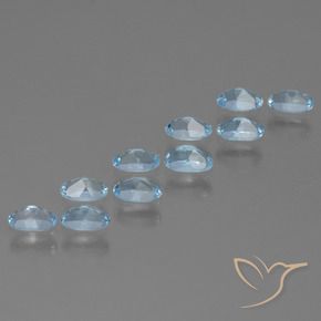 Gemme di Topazio Celeste naturale da 3.07 ct, Ovale, VS