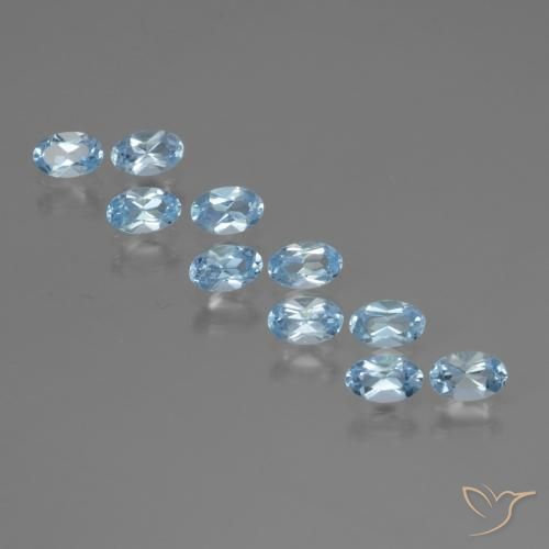 Gemme di Topazio Celeste naturale da 3.22 ct, Ovale, VS