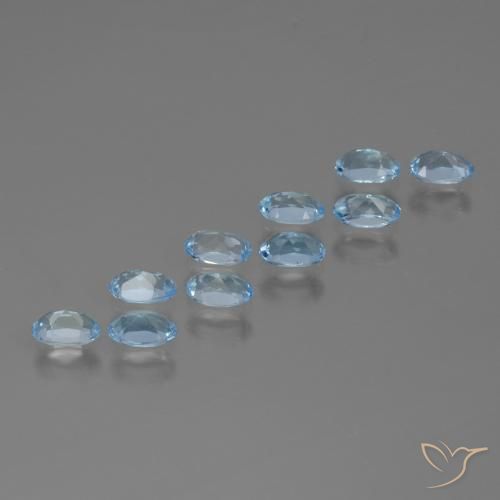 Gemme di Topazio Celeste naturale da 3.22 ct, Ovale, VS
