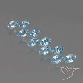 Gemme di Topazio Blu svizzero naturale da 3.22 ct, Ovale, VS