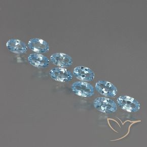 Gemme di Topazio Celeste naturale da 3.55 ct, Ovale, VS