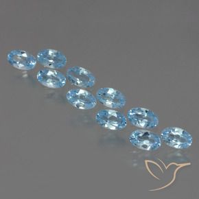 Gemme di Topazio Celeste naturale da 3.64 ct, Ovale, VS