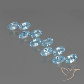 Gemme di Topazio Celeste naturale da 2.96 ct, Ovale, VS