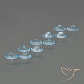 Gemme di Topazio Celeste naturale da 2.96 ct, Ovale, VS