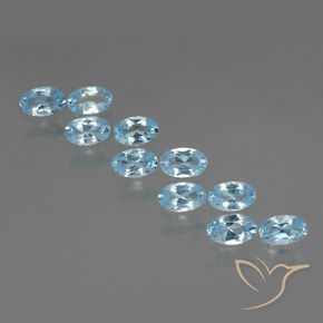 Gemme di Topazio Blu svizzero naturale da 2.70 ct, Ovale, VS