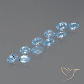 Gemme di Topazio Celeste naturale da 3.06 ct, Ovale, VS