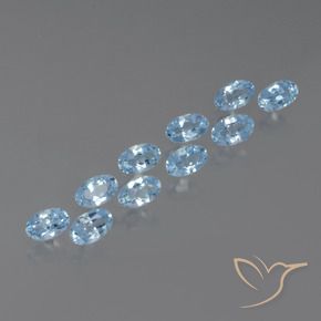 Gemme di Topazio Blu svizzero naturale da 3.16 ct, Ovale, VS
