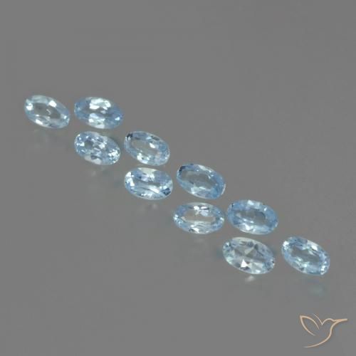 Gemme di Topazio Celeste naturale da 3.25 ct, Ovale, VS