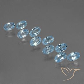 Gemme di Topazio Celeste naturale da 3.10 ct, Ovale, VS