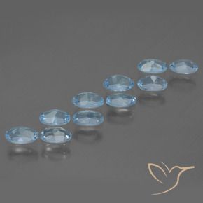 Gemme di Topazio Celeste naturale da 3.10 ct, Ovale, VS