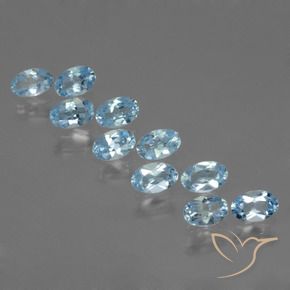 Gemme di Topazio Celeste naturale da 2.90 ct, Ovale, VS