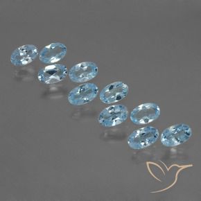 Gemme di Topazio Celeste naturale da 3.22 ct, Ovale, VS