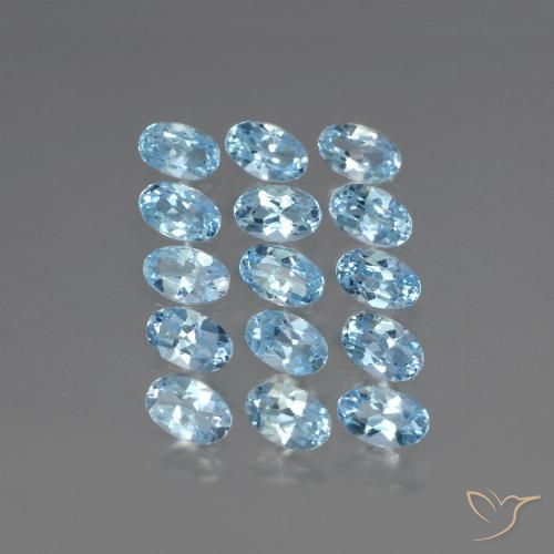 Gemme di Topazio Blu svizzero naturale da 3.89 ct, Ovale, VS