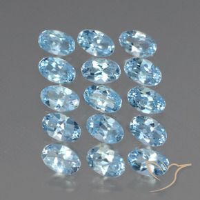 Gemme di Topazio Blu svizzero naturale da 3.89 ct, Ovale, VS