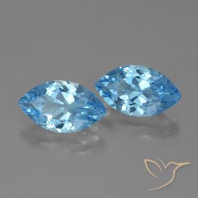 Gemme di Topazio Blu svizzero naturale da 7.86 ct, Taglio marquise, VVS-VS