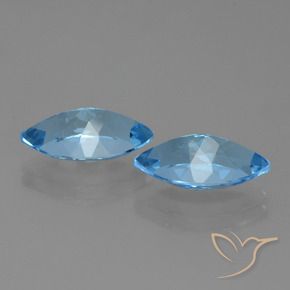 Gemme di Topazio Blu svizzero naturale da 7.86 ct, Taglio marquise, VVS-VS