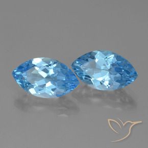 Gemme di Topazio Blu svizzero naturale da 8.76 ct, Taglio marquise, VVS-VS