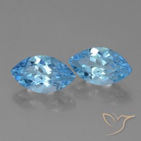 Gemme di Topazio Blu svizzero naturale da 8.11 ct, Taglio marquise, VVS