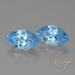 Gemme di Topazio Blu svizzero naturale da 7.76 ct, Taglio marquise, VVS-VS