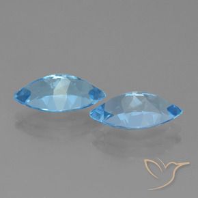 Gemme di Topazio Blu svizzero naturale da 7.76 ct, Taglio marquise, VVS-VS