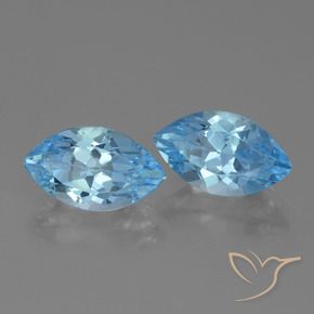 Gemme di Topazio Blu svizzero naturale da 8.77 ct, Taglio marquise, VVS-VS